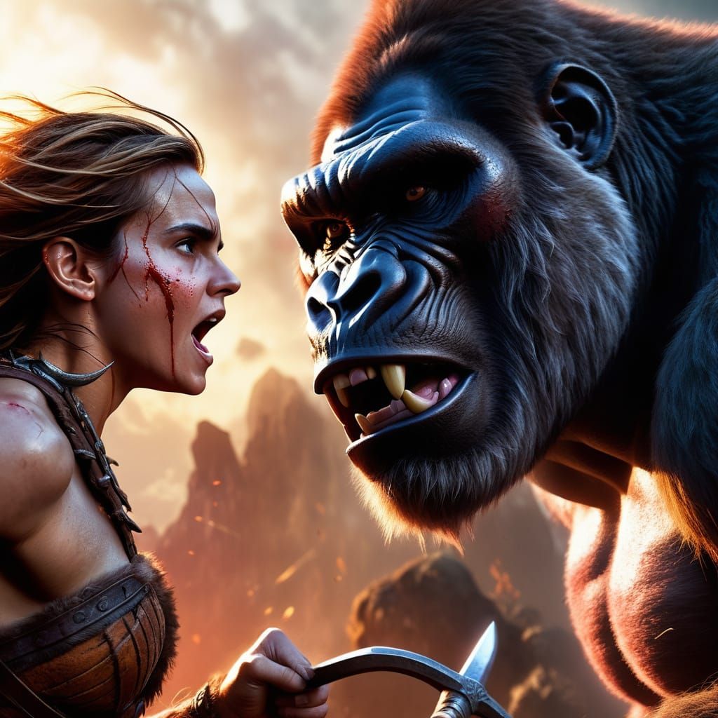 Surreal Fantasy Art of Female Conan Fighting a Blood-Soaked ...