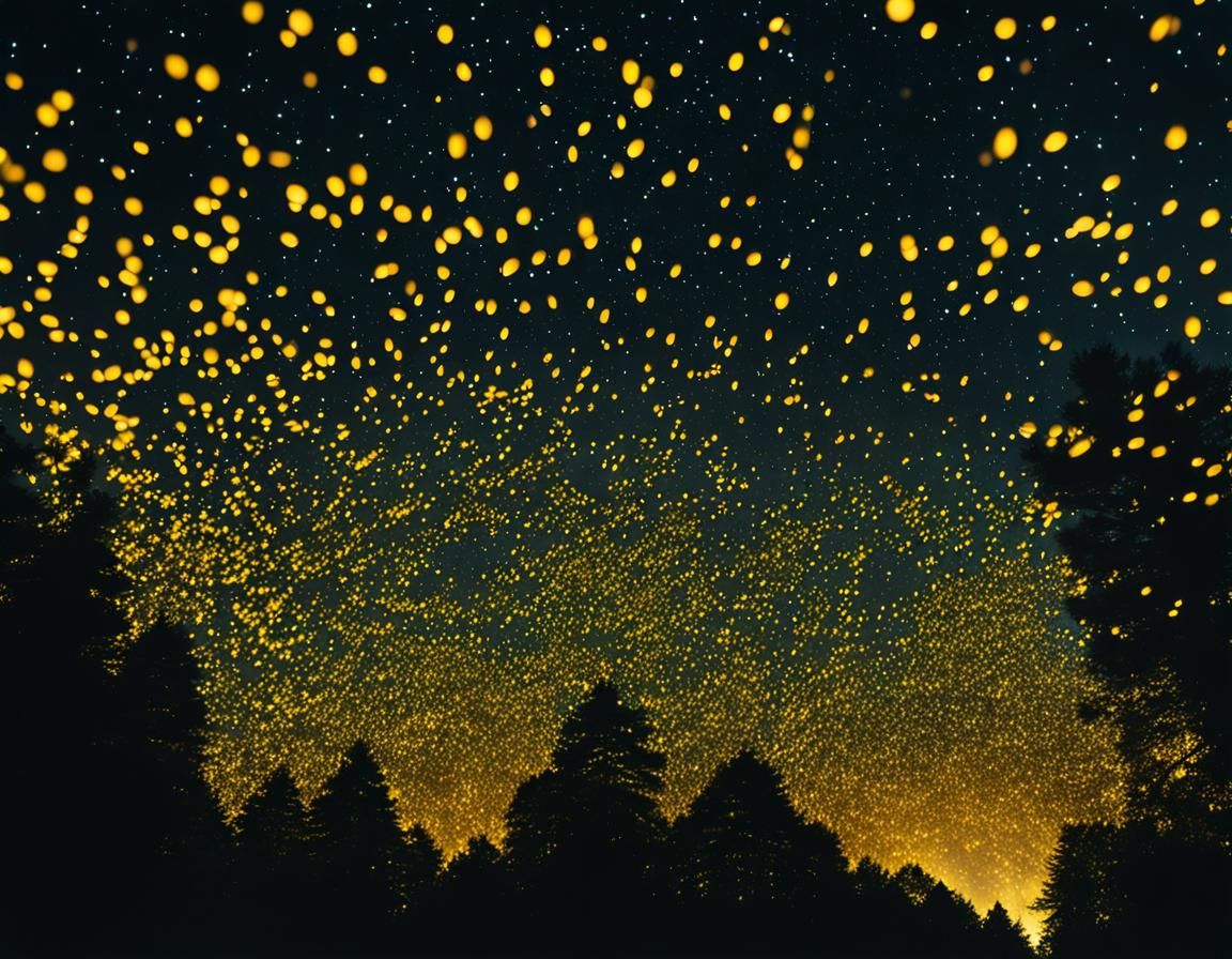 Swarm of Fireflies at Dusk