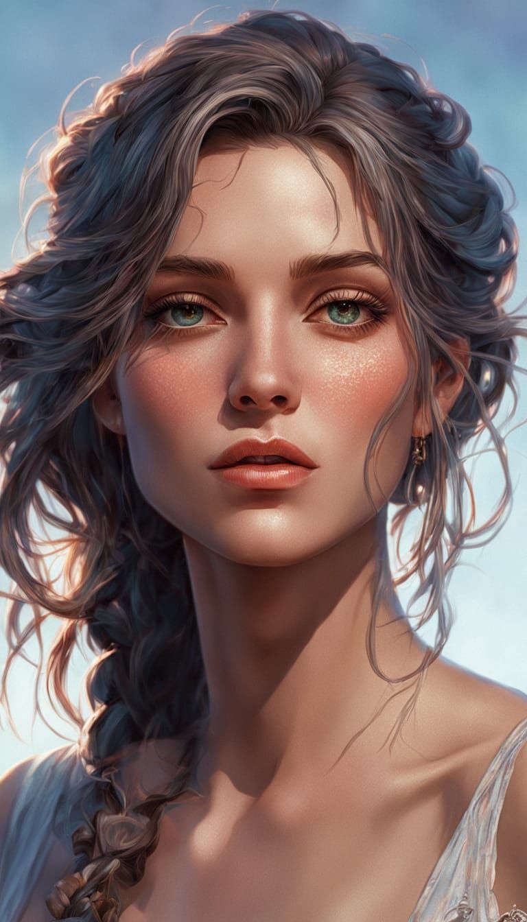 Stunning Portrait of European Girl in Digital Art Style