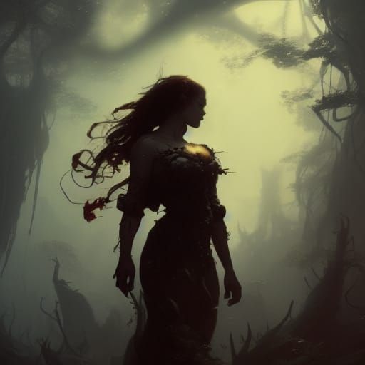 Dark Fantasy Masterpiece in Purple and Yellow