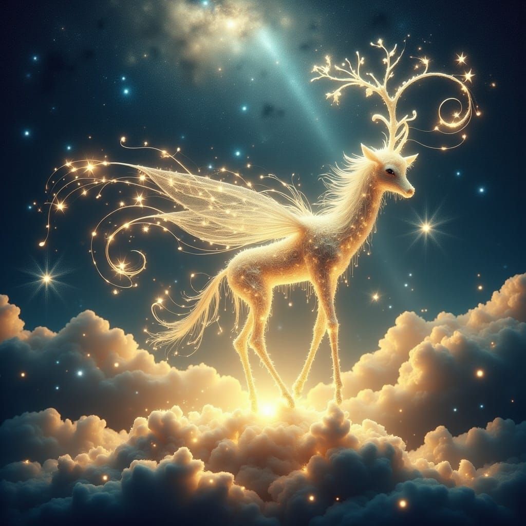 Ethereal Fairy Silhouette Against Starry Sky