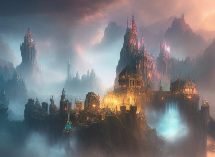 Fantasy Palace in Mists: Digital Matte Painting
