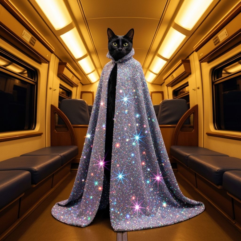 Cosmic Cat in Luxury Train Car