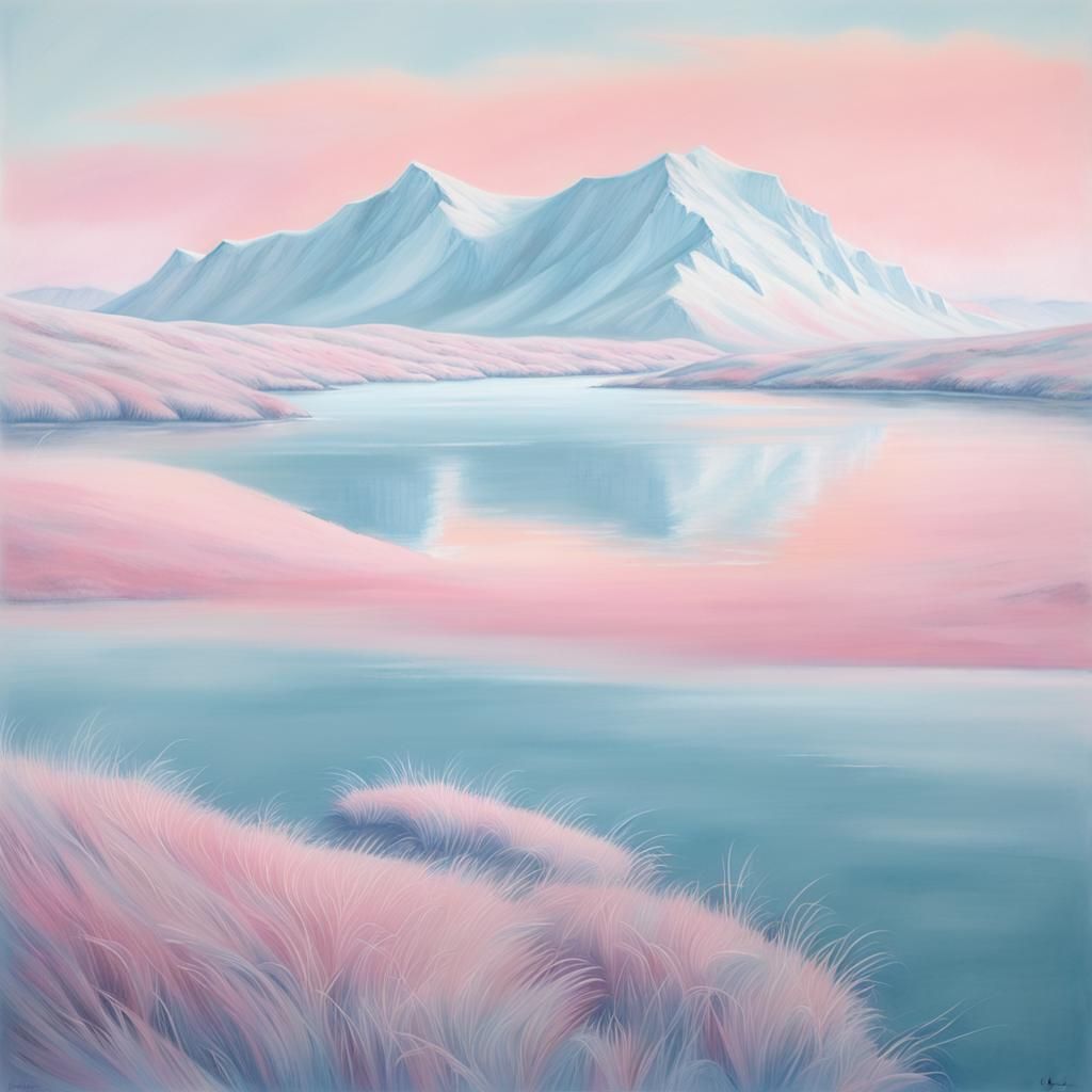 Pastel Arctic Landscape in Hyperrealistic Style