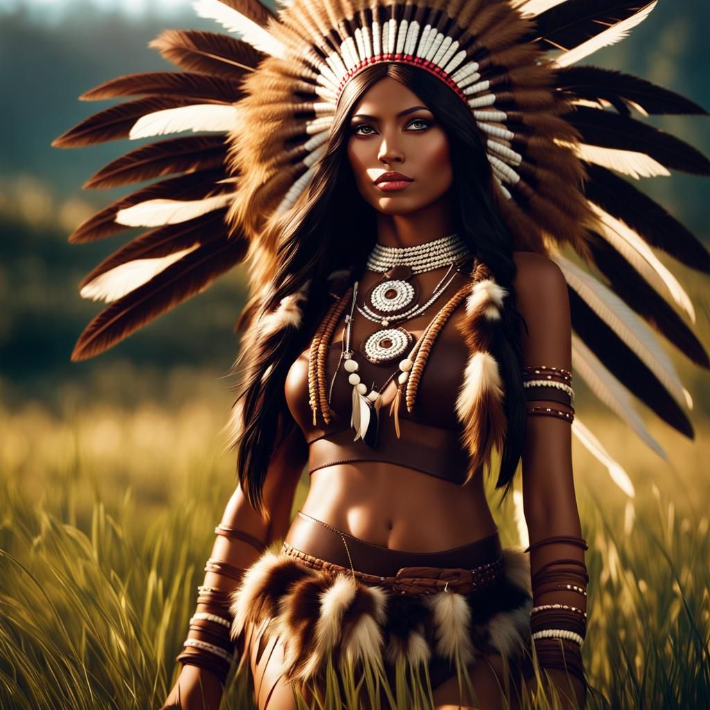Chocolate Native American Woman Portrait