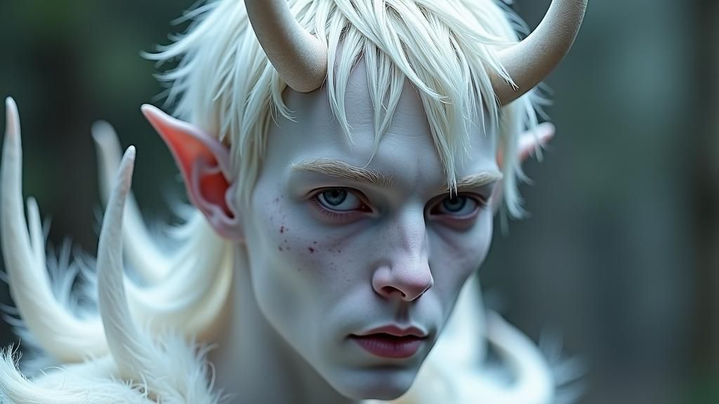 Icy Demon Portrait: Pale Wight with Horns