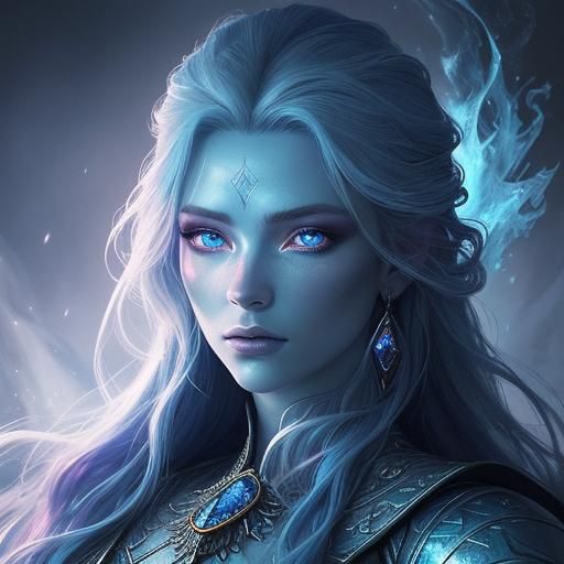 Dual Elemental Woman in Fantasy Portrait