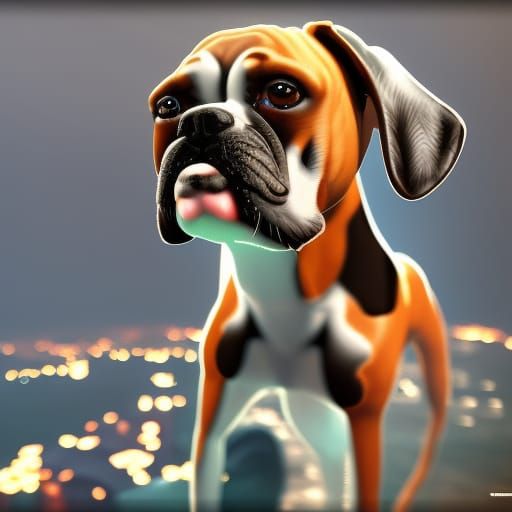 Detailed Matte Painting of a Boxer Dog