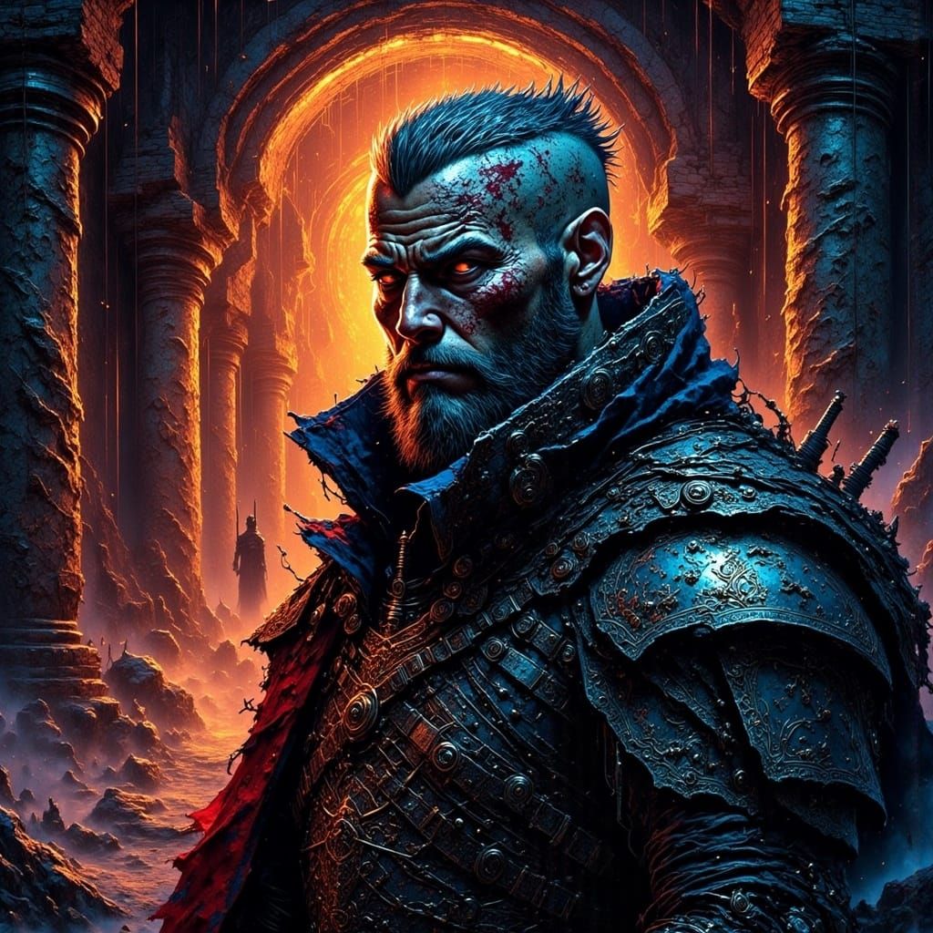 Haunted Tomb: A Mage's Defiance in Hyperrealism