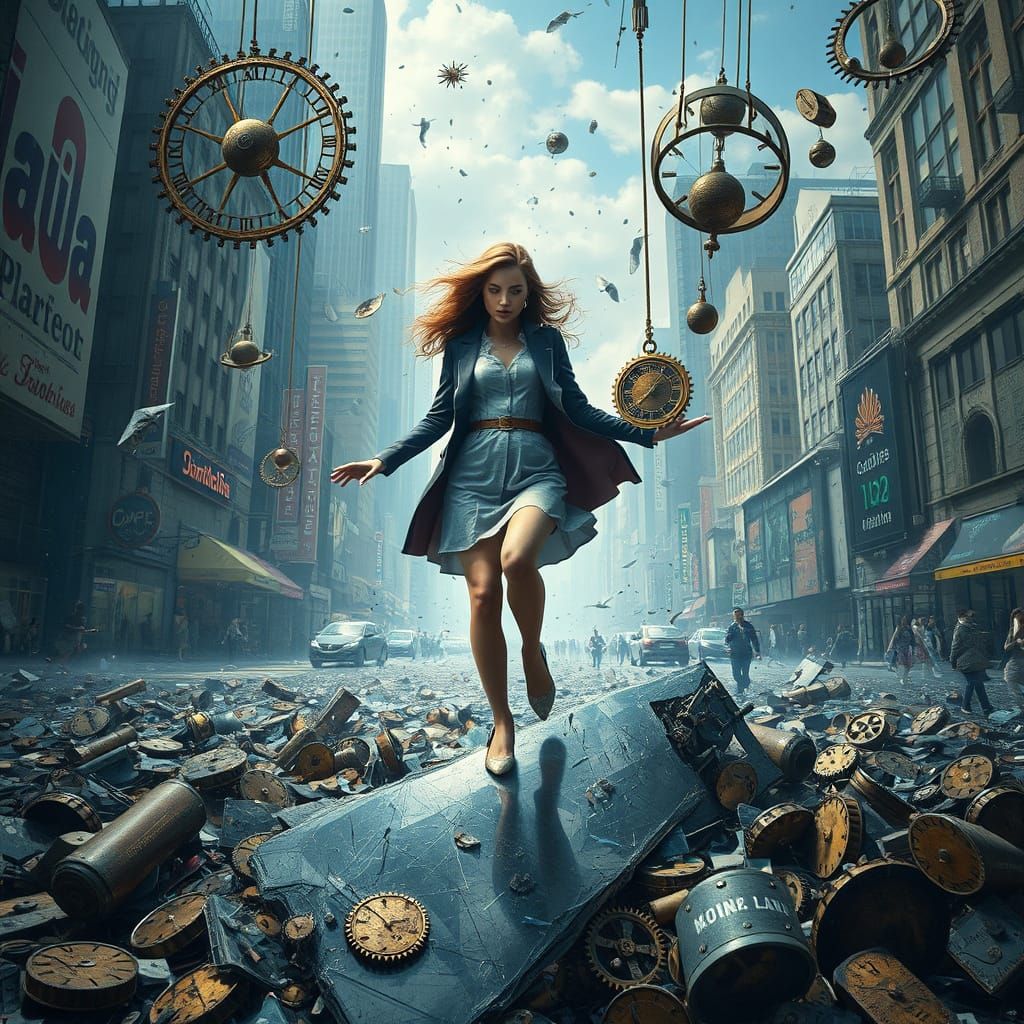 Time Frozen in a Futuristic Cityscape