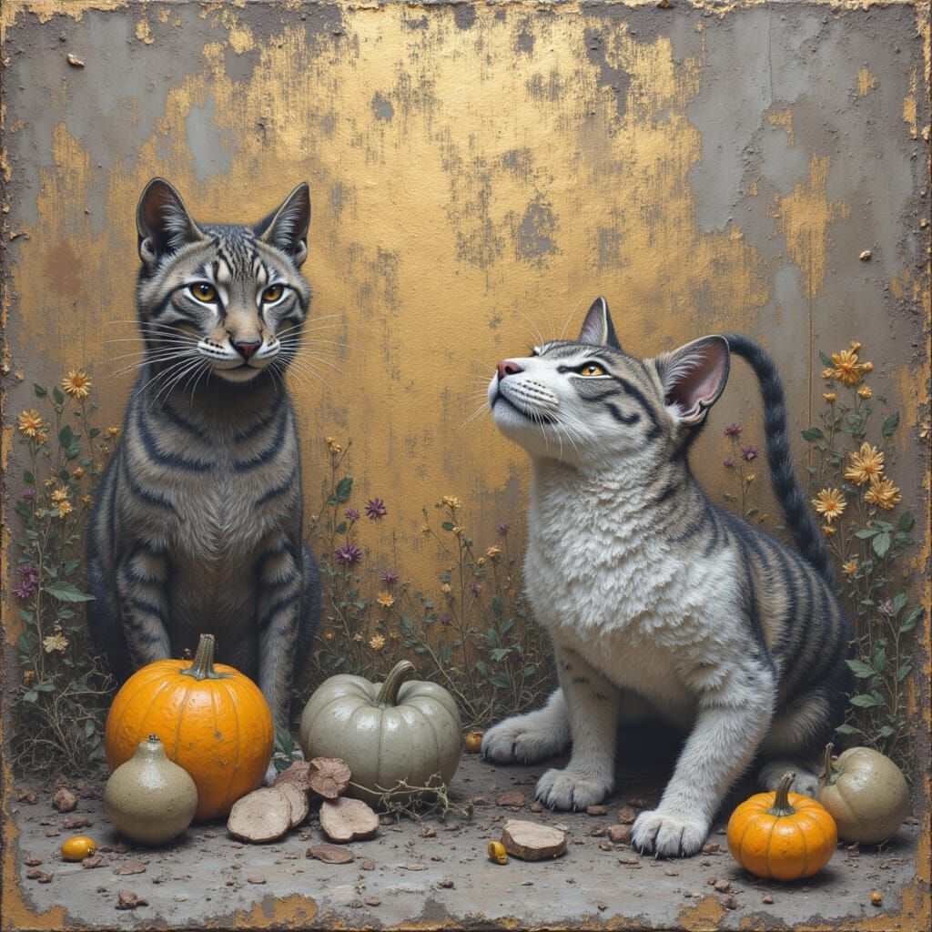 Backlit Silhouettes in Remixed Collage as Oil Painting