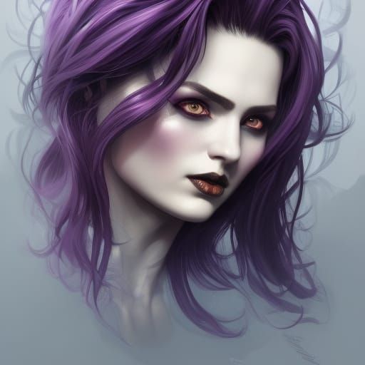 Gothic Woman with purple hair