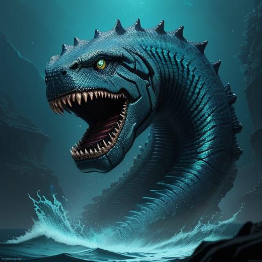 Hyperrealistic Serpentine Sea Terror in Cinematic Lighting