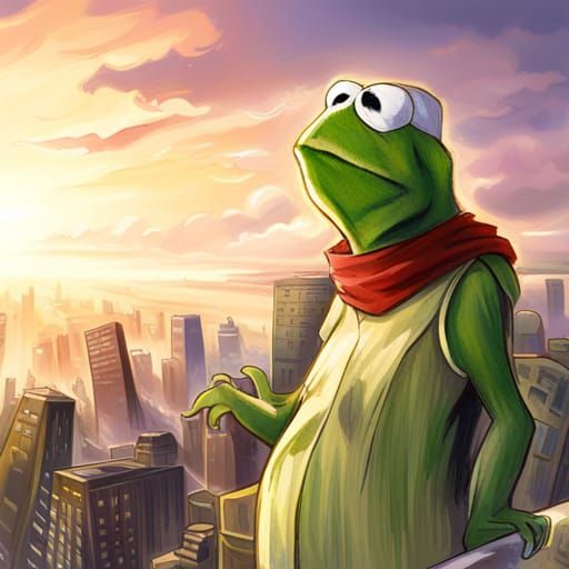 Kermit the Frog in Anime Style