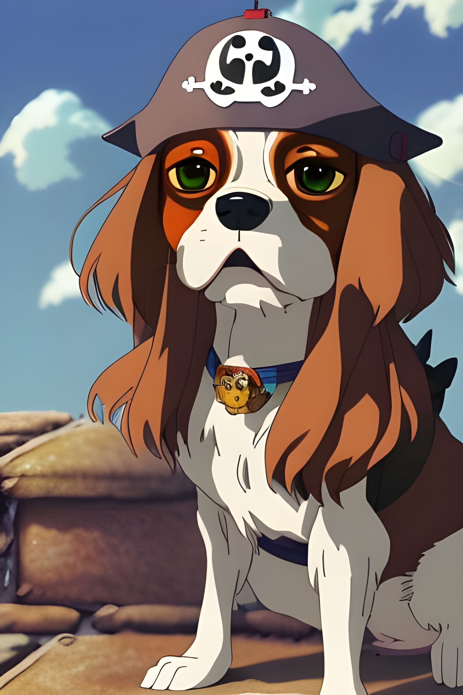 Pirate Cavalier King Charles Spaniel, Anime Style