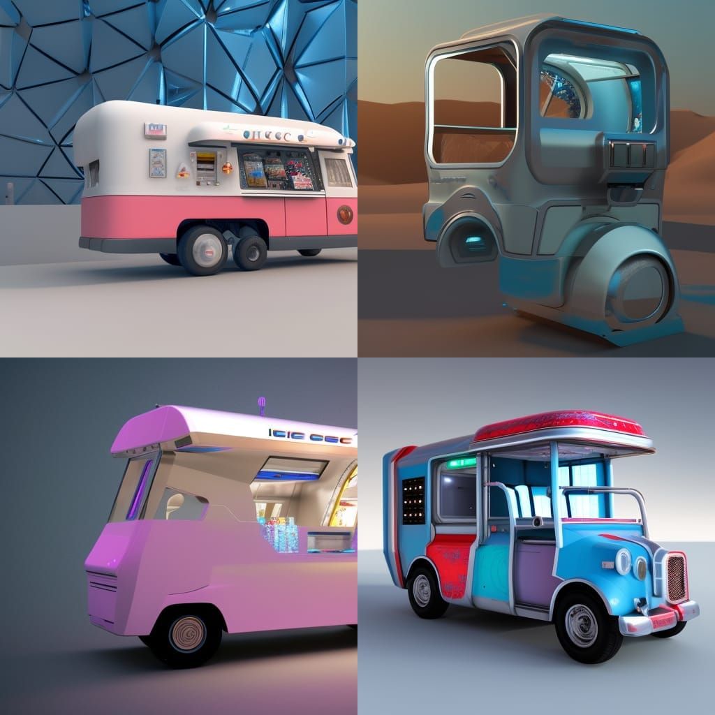 Futuristic Sci-Fi Ice Cream Van in 8K