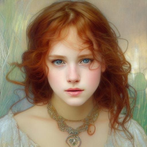 Hyperrealistic Farm Girl Portrait in Pointillist Style