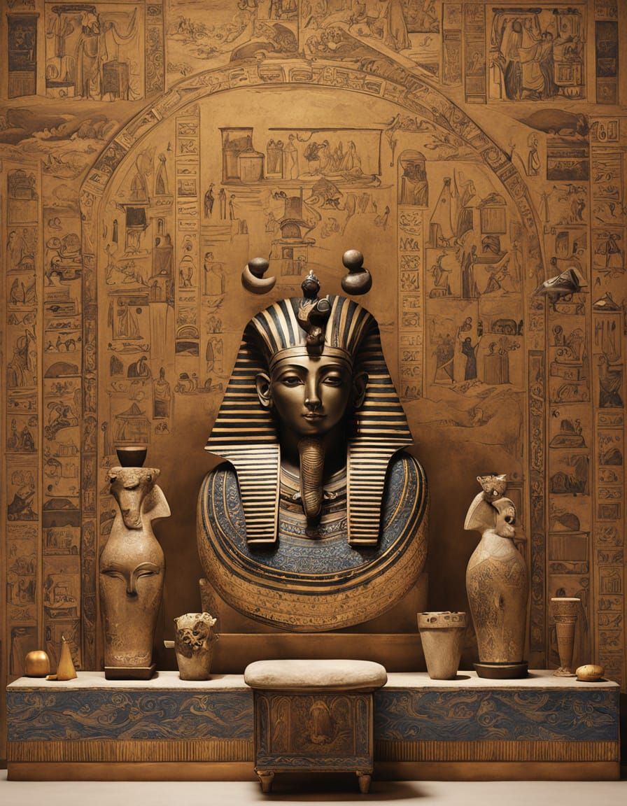 Ancient Egyptian Royal Throne Room in Golden Opulence