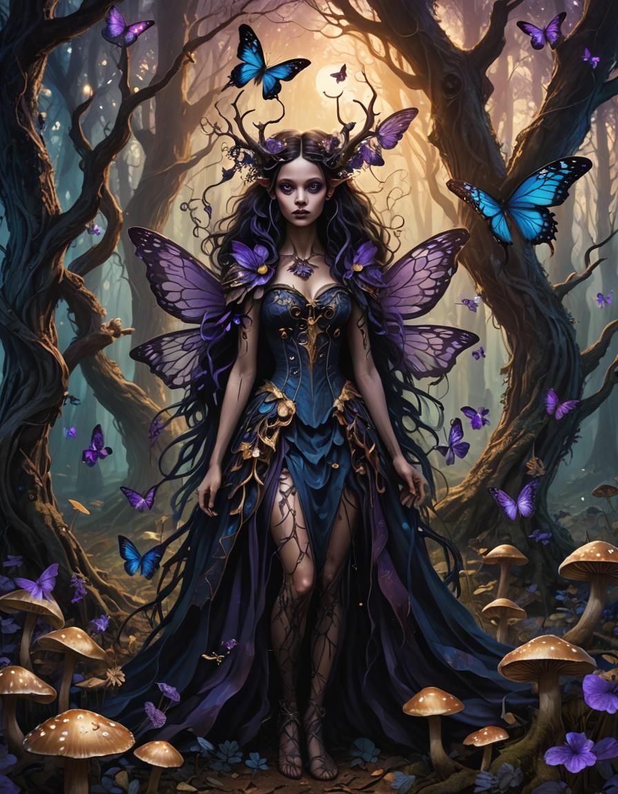 Mystical Dark Fairy in Enchanted Forest