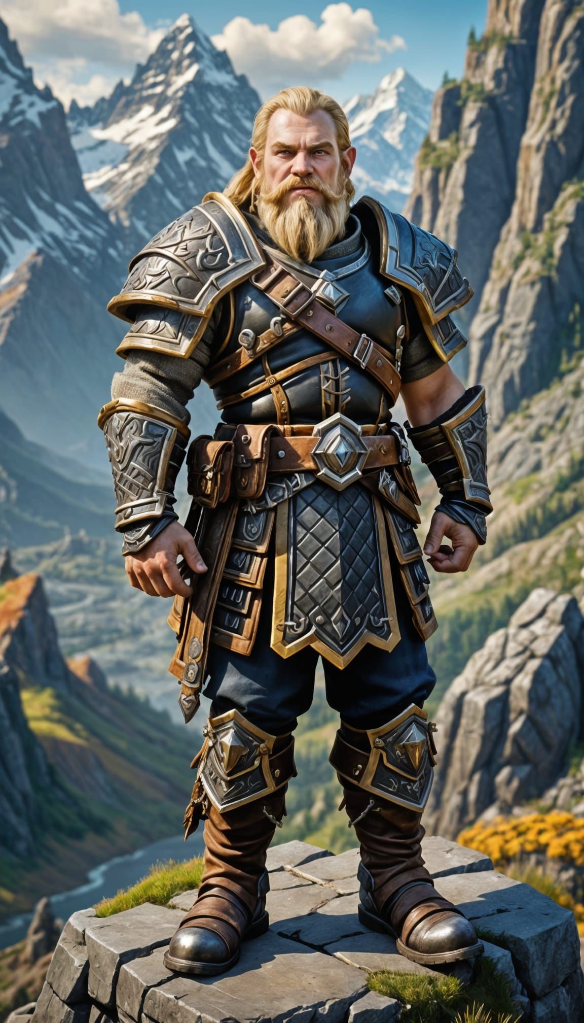 Young Warcraft Dwarf in Intricate Armor, Hyperrealistic