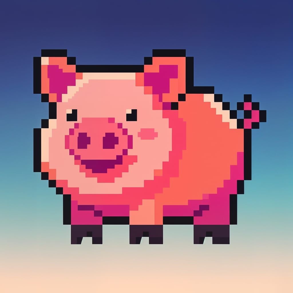 Iconic Pig in Pixel Art Style