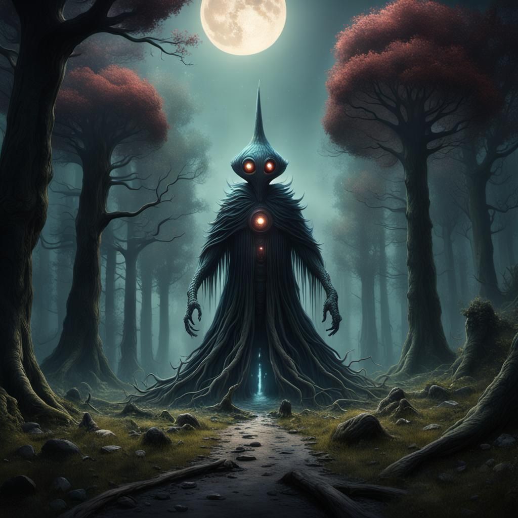 Detailed Matte Painting of Flatwoods Monster