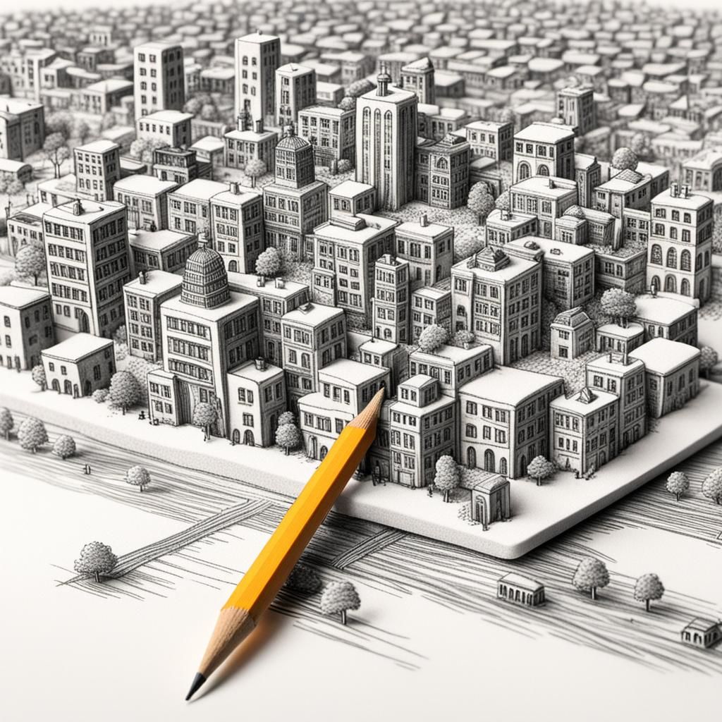 Micro Art City on Pencil Eraser