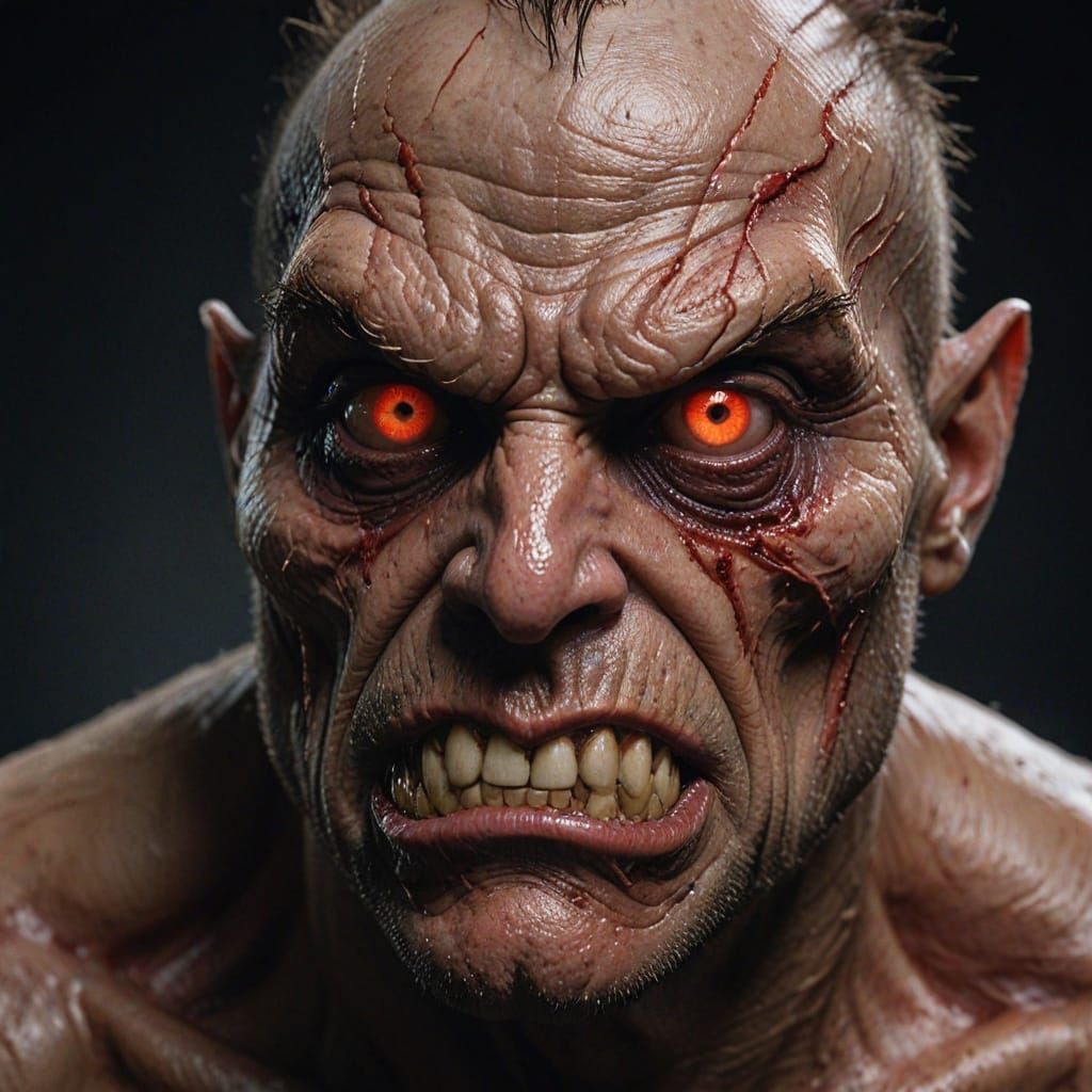 Grotesque Cyclops Portrait in Surreal Human Flesh Art Style