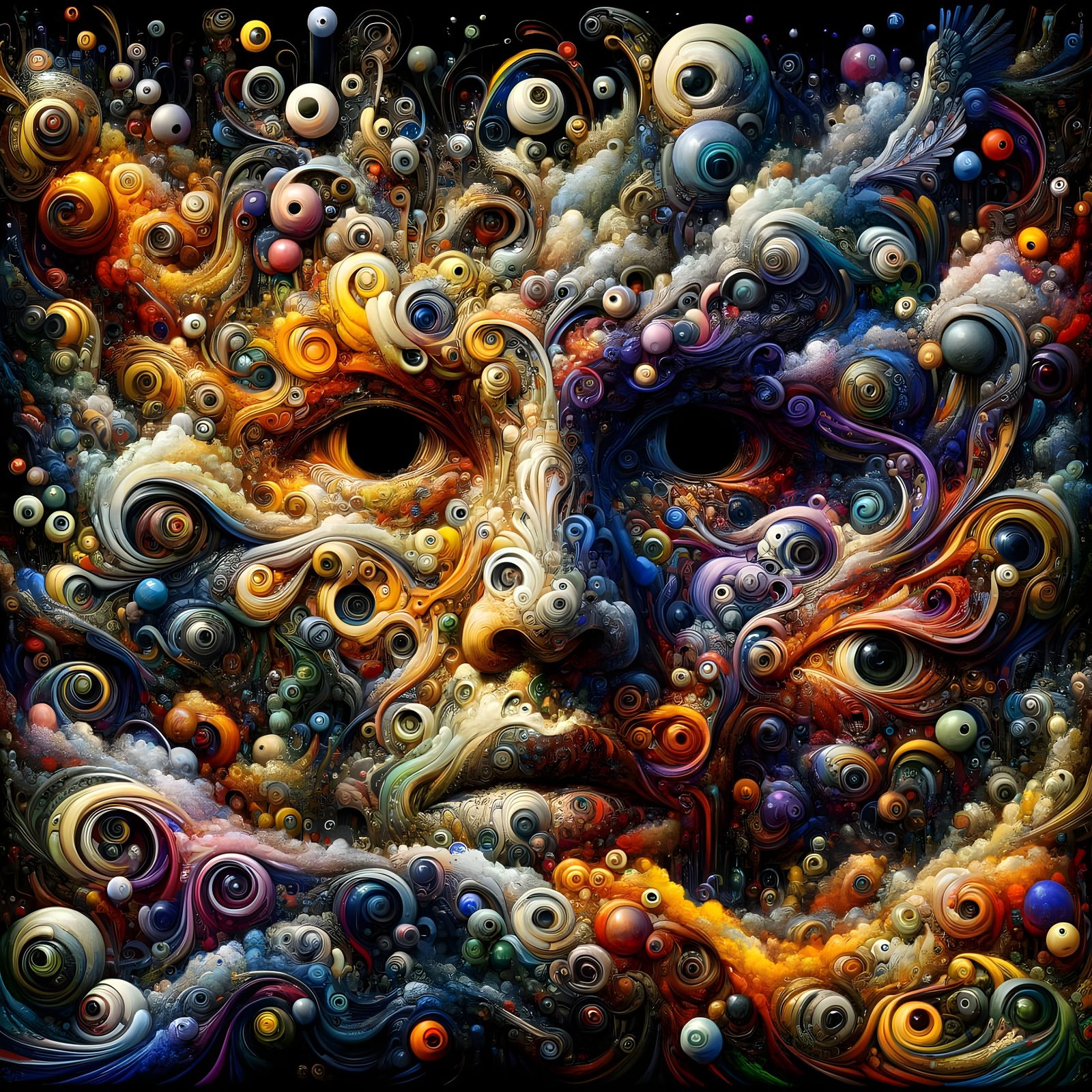 Surrealistic Chaos in Vibrant Colors and Forms