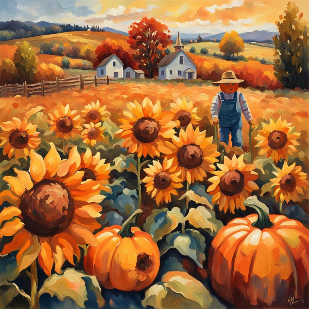 Autumn Still Life in Impressionist Gouache Style