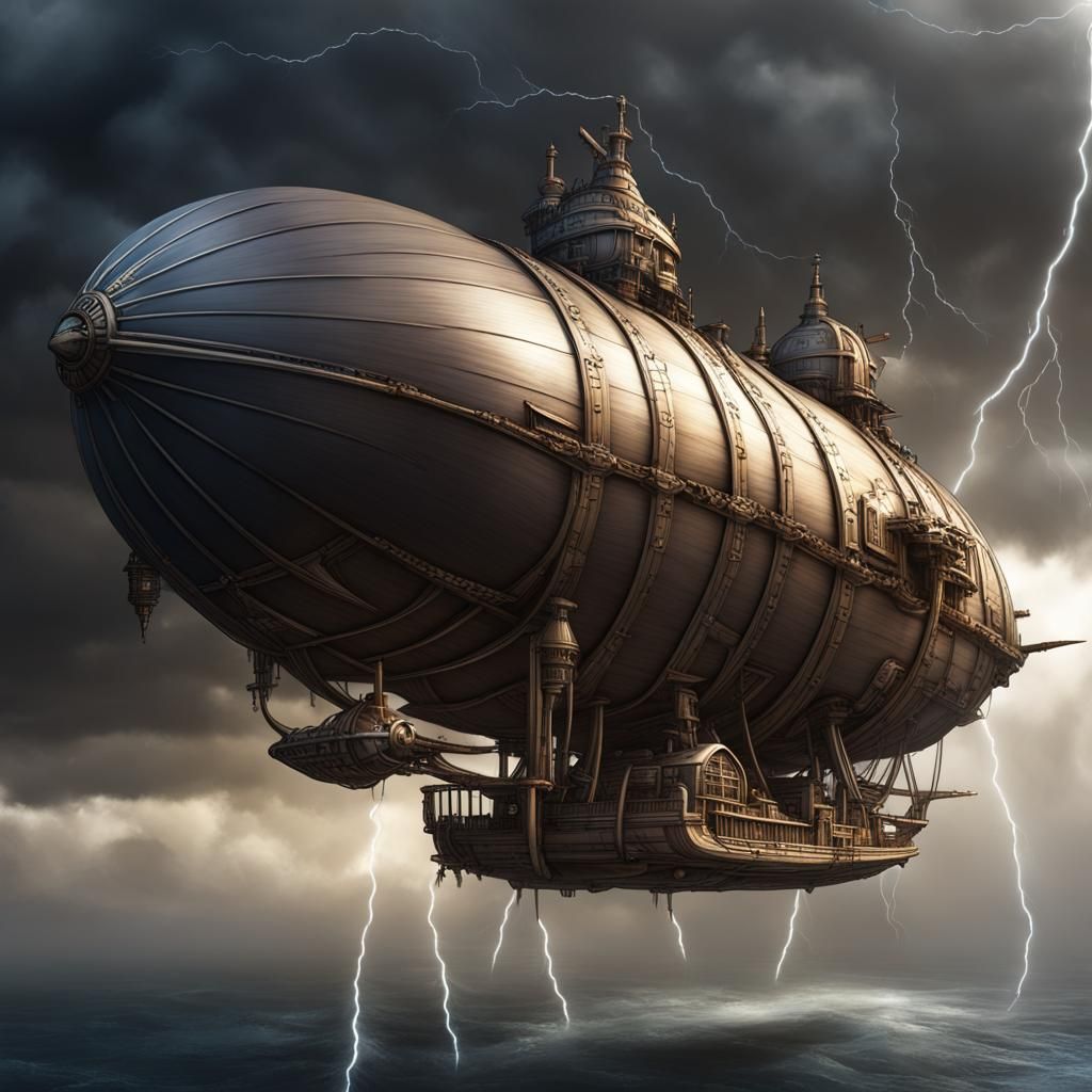 Final Fantasy Airship in Lightning Storm