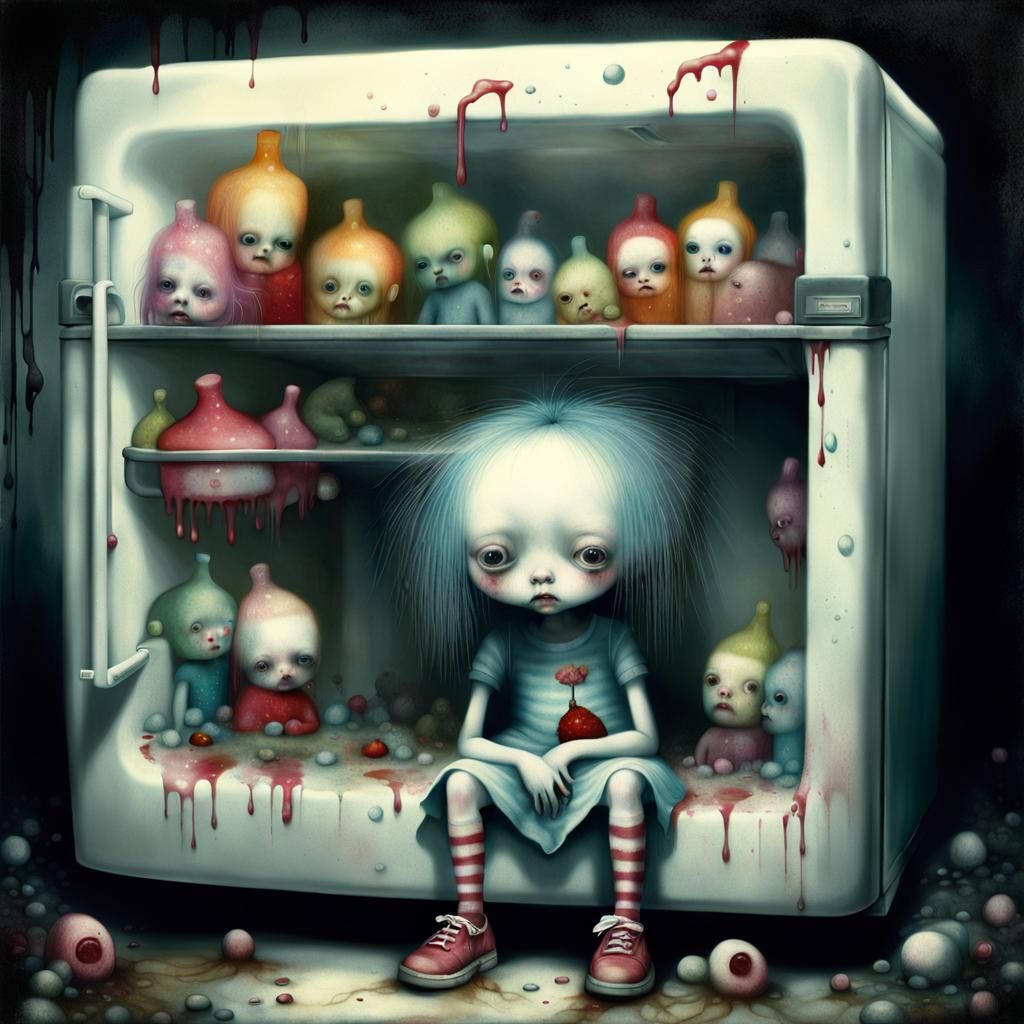 Distorted Children in Abandoned Refrigerator: Body Horror