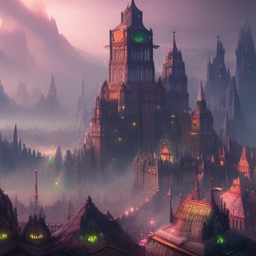 Fantasy City Concept Art in Detailed Matte Painting
