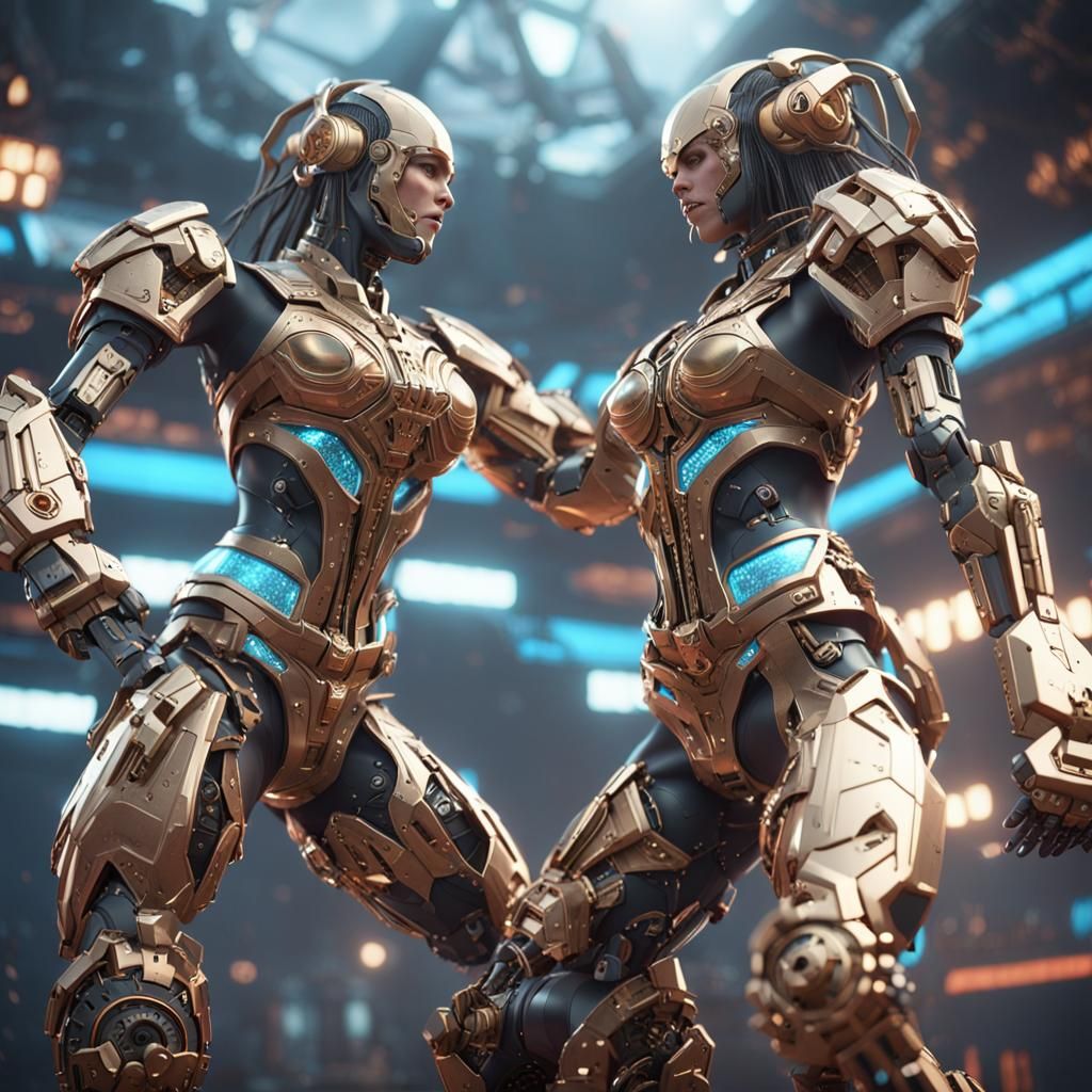 Goddesses Wrestle in Futuristic Mech Arena