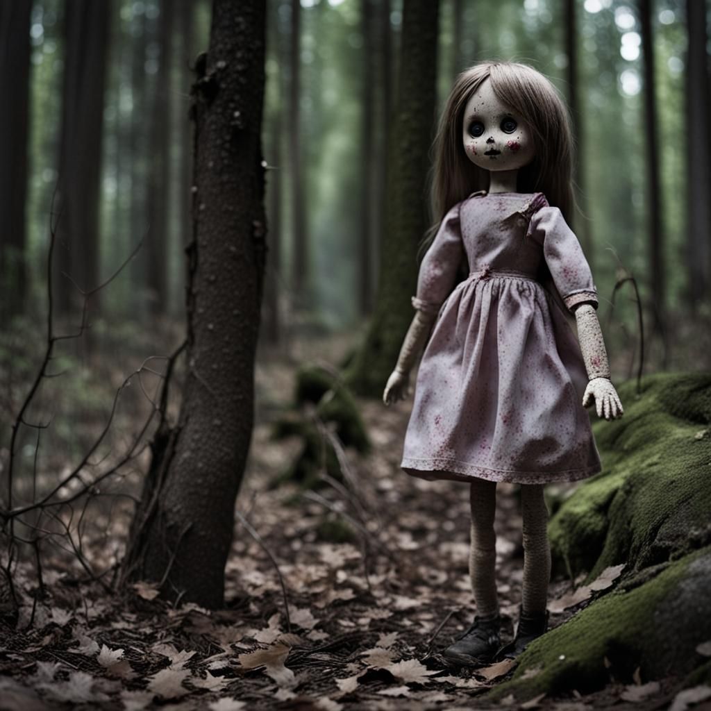 Eerie Doll Discovery in Dark Woods