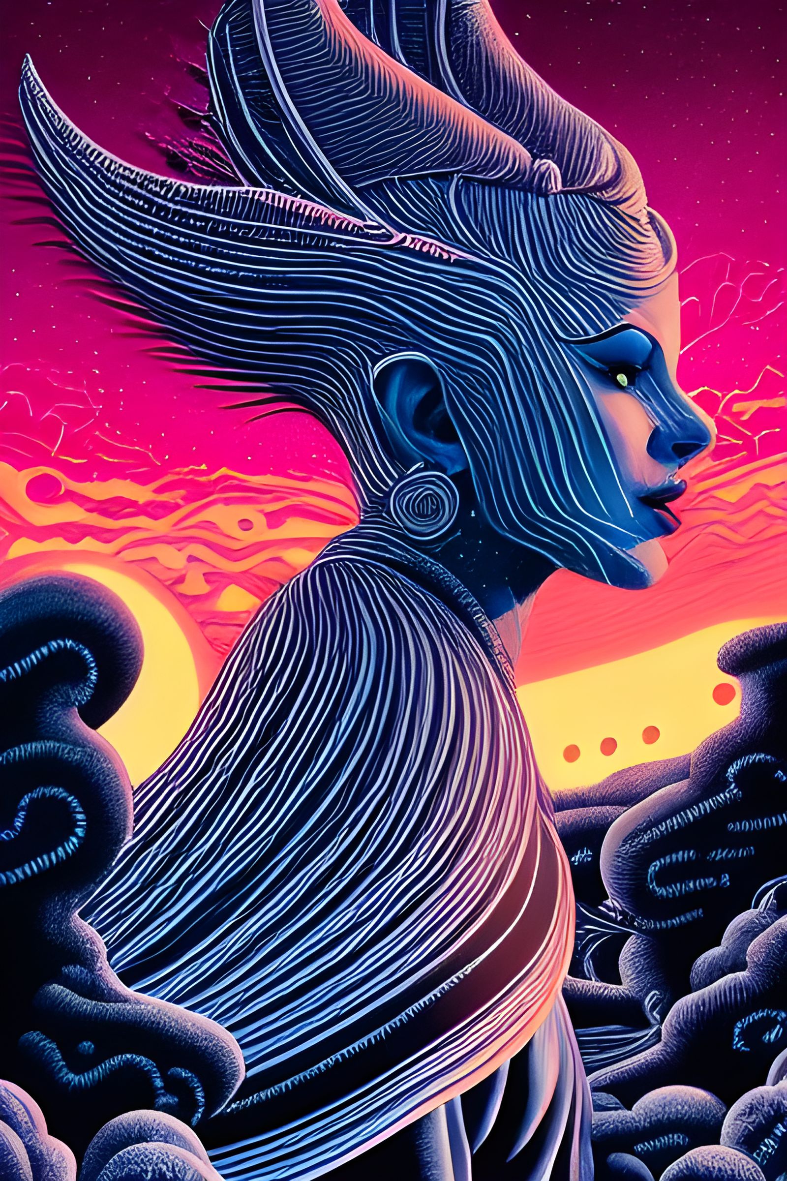 Goddess of Light and Shadows: Hyperdetailed Art