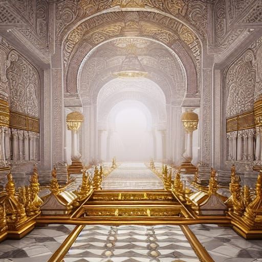 Heavenly White Vedic Marble Temple: Digital Matte Painting