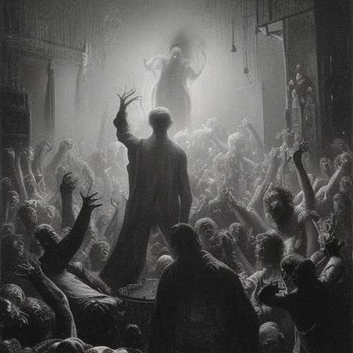 Octopus DJ in Dark Gothic Horror Style