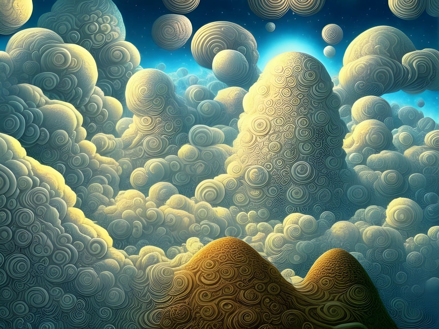Ethereal Biomorphic Clouds in Fantasy Style