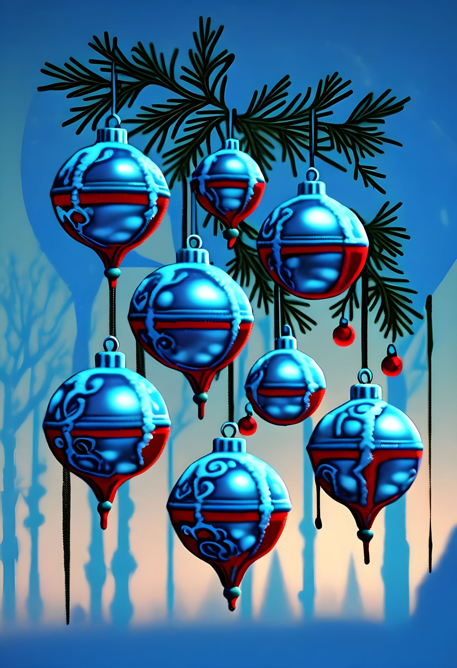 Magical Christmas Ornaments on a Vibrant Tree in Cyberpunk S...
