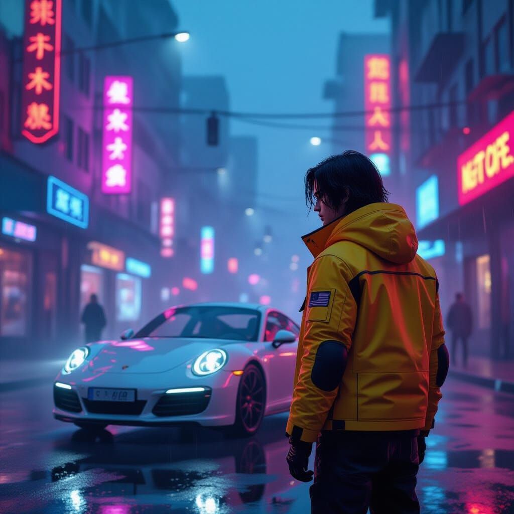 Cyberpunk Duo in Neon Cityscape