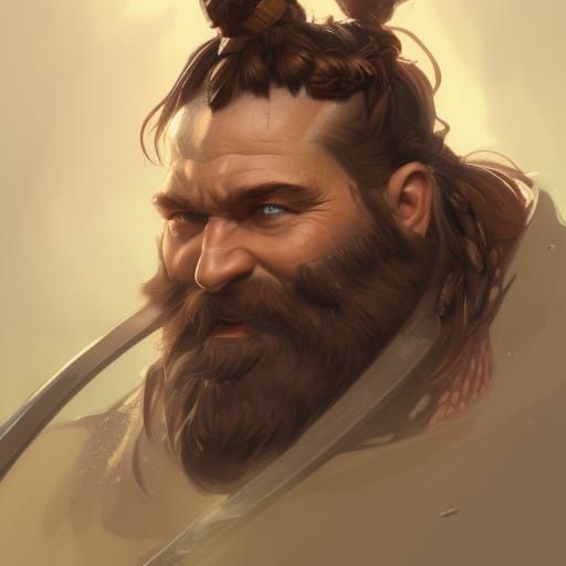 Fantasy Dwarf Warrior with Axe: Hyperdetailed Portrait