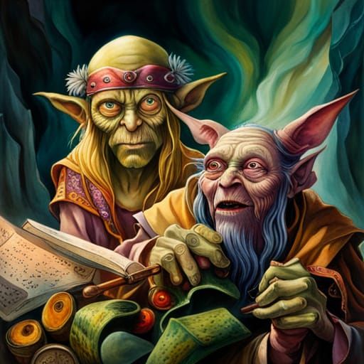 Detailed Goblins and Earth Spirits Fantasy Art