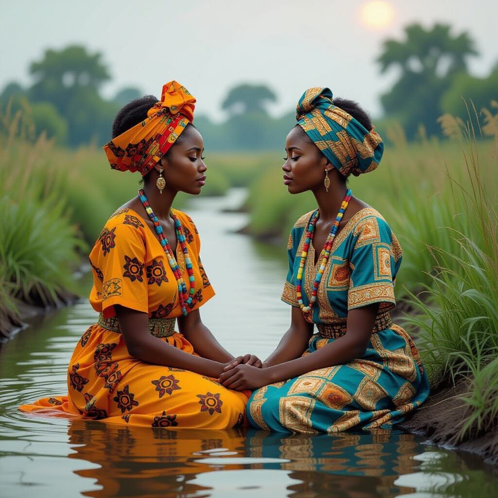 Whispering Vow by Stream in Earthy Tones