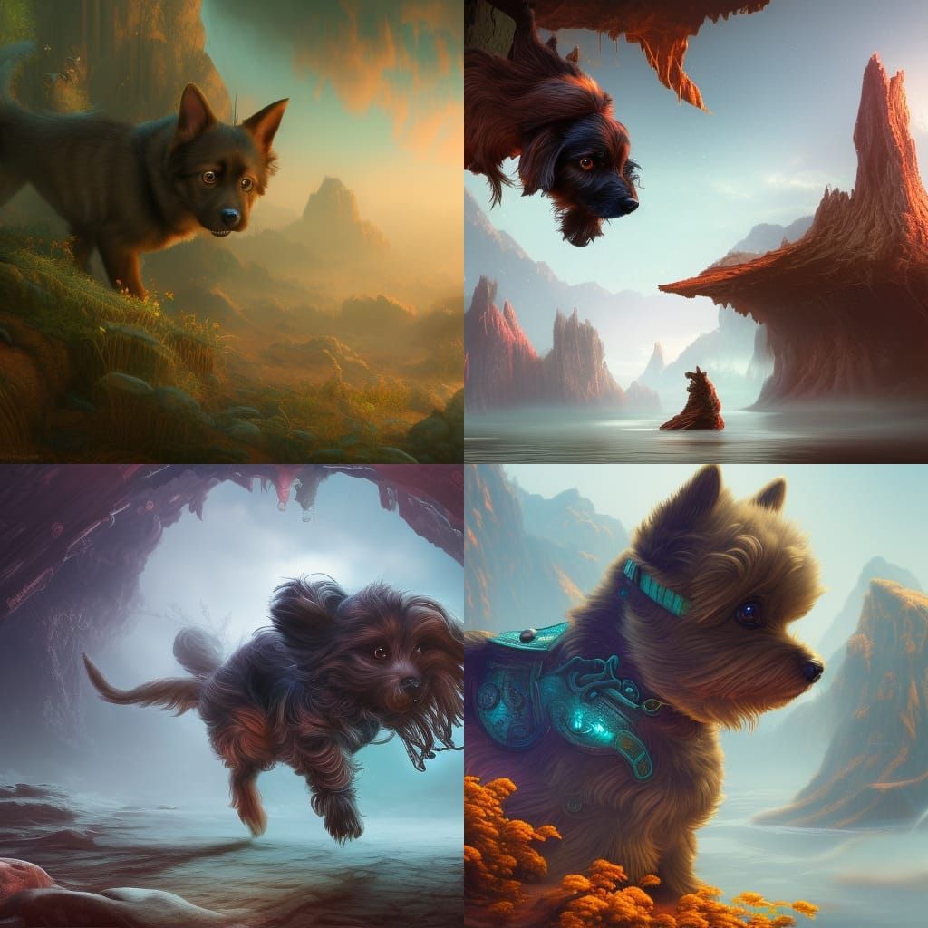 Fantastical Puppy Matte Painting in Deep Color