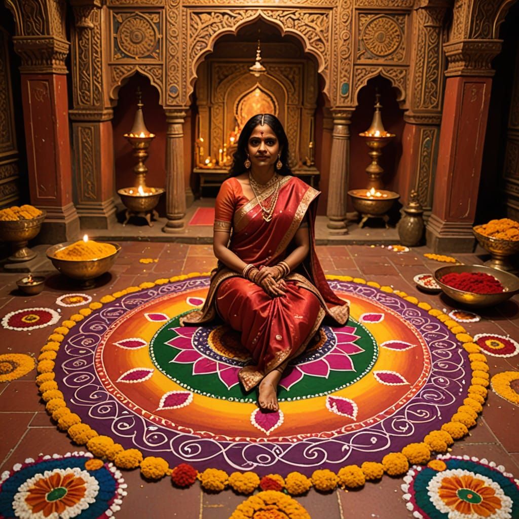 Vibrant Indian Folk Art Rangoli Design