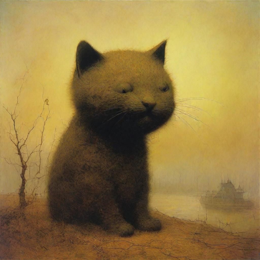 Hello Kitty in Beksinski's Apocalyptic Style