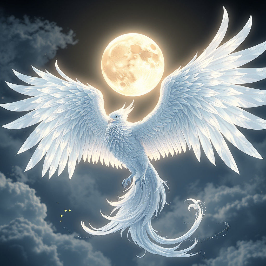 Moon White Phoenix in 3D Anime Art