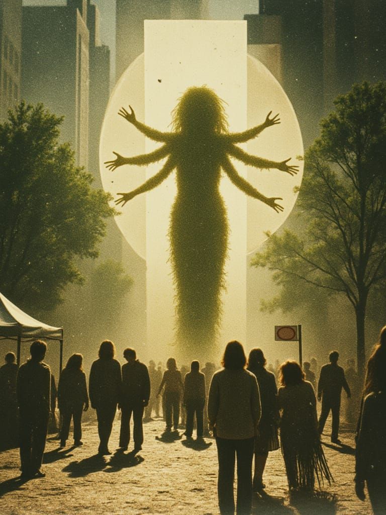 Moss Being Emerges from Portal in 70s Photo