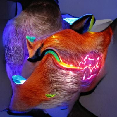 Psychedelic Neon Fox Head Artwork